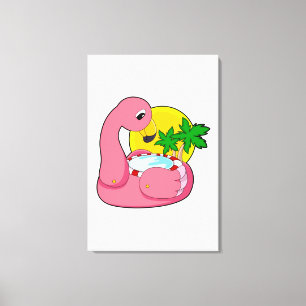 Flamingo with Pool Canvas Print