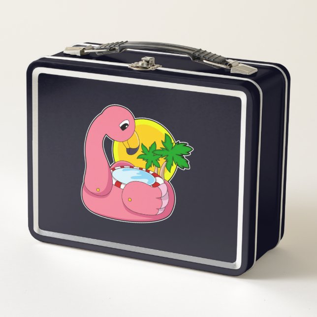 Flamingo with Pool Metal Lunch Box (Front)