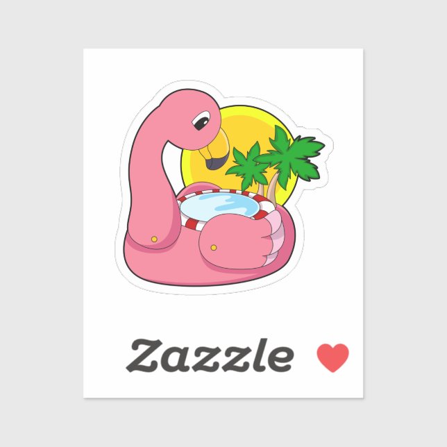 Flamingo with Pool Sticker (Sheet)