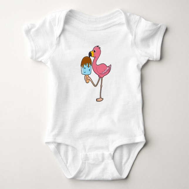 Flamingo with Popsicle Baby Bodysuit (Front)
