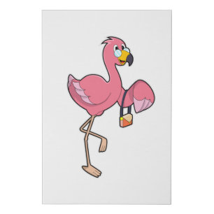 Flamingo with Purse Faux Canvas Print