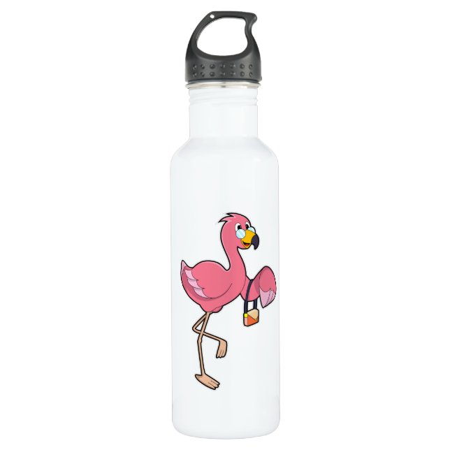 Flamingo with Purse Stainless Steel Water Bottle (Front)