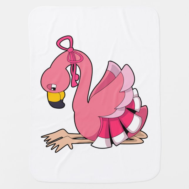 Flamingo with Ribbon Baby Blanket (Front)