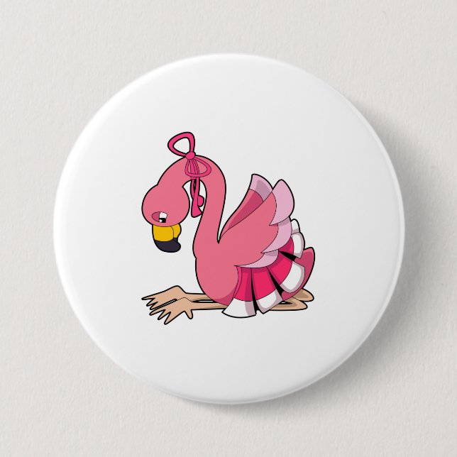 Flamingo with Ribbon Button (Front)