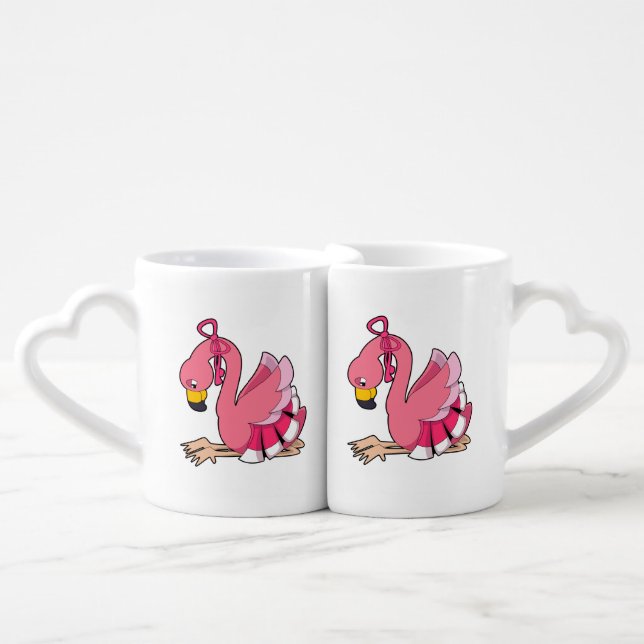 Flamingo with Ribbon Coffee Mug Set (Front Nesting)
