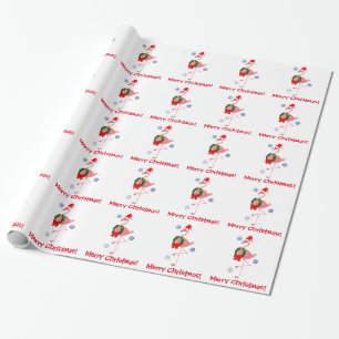 Flamingo with Santa Hat and Wreath Merry Christmas Wrapping Paper