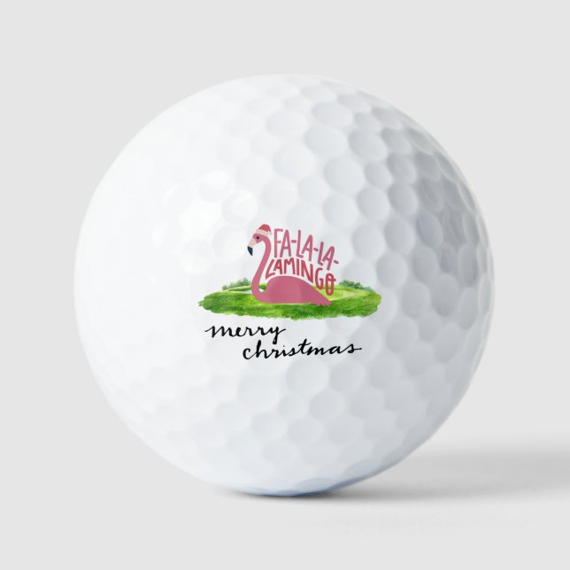 Flamingo with Santa Hat Golf Balls (Front)