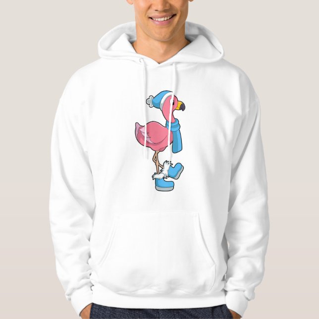 Flamingo with Scarf & Hat Hoodie (Front)