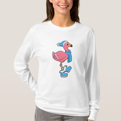 Flamingo with Scarf  Hat T_Shirt