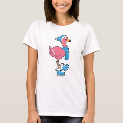 Flamingo with Scarf  Hat T_Shirt