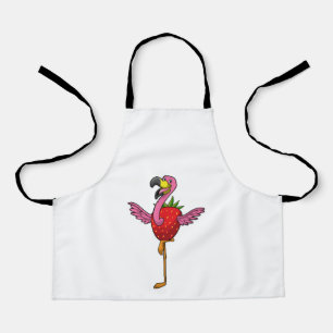 Flamingo with Strawberry Apron