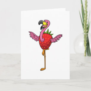 Flamingo with Strawberry Card