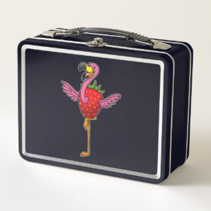 Flamingo with Strawberry Metal Lunch Box