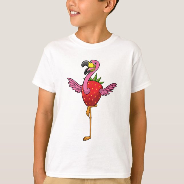 Flamingo with Strawberry T-Shirt (Front)
