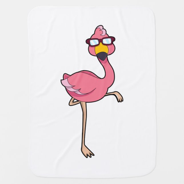 Flamingo with Sunglasses Baby Blanket (Front)