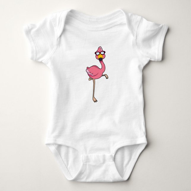 Flamingo with Sunglasses Baby Bodysuit (Front)