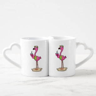 Flamingo with Sunglasses & Cap Coffee Mug Set