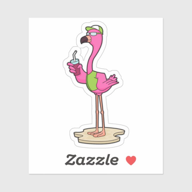 Flamingo with Sunglasses & Cap Sticker (Sheet)