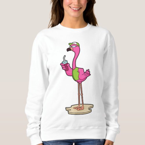 Flamingo with Sunglasses  Cap Sweatshirt