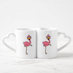 Flamingo with Sunglasses Coffee Mug Set