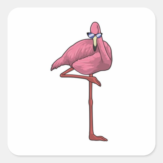 Flamingo with Sunglasses Square Sticker (Front)