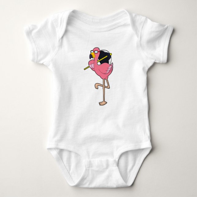 Flamingo with Umbrella Baby Bodysuit (Front)