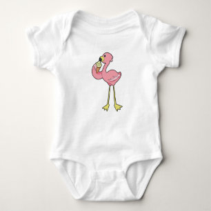 Flamingo with Waffle ice cream Baby Bodysuit