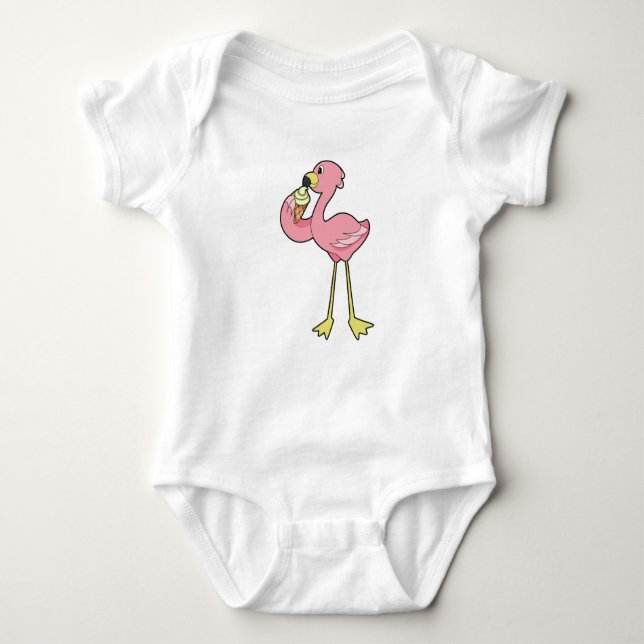 Flamingo with Waffle ice cream Baby Bodysuit (Front)