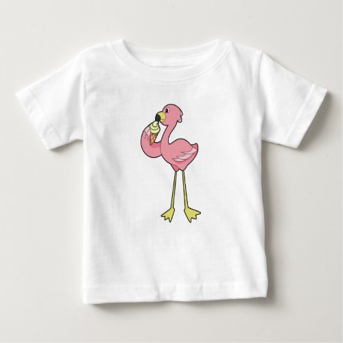 Flamingo with Waffle ice cream Baby T_Shirt