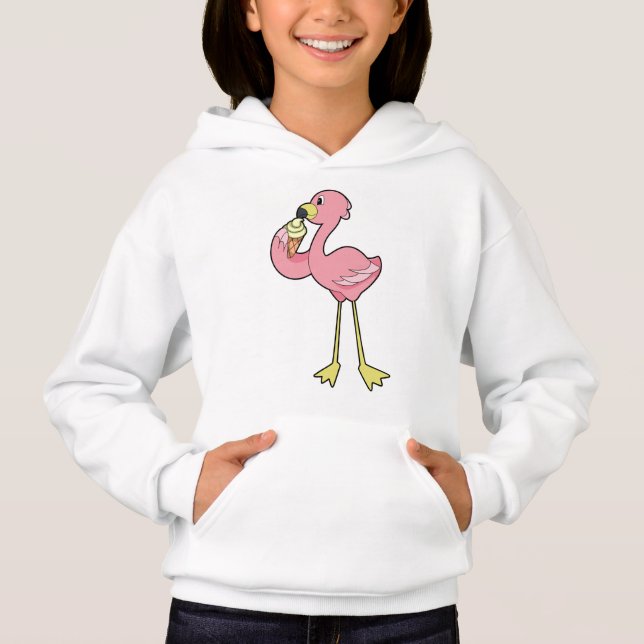 Flamingo with Waffle ice cream Hoodie (Front)