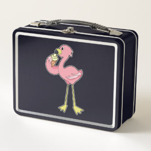 Flamingo with Waffle ice cream Metal Lunch Box