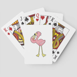 Flamingo with Waffle ice cream Poker Cards