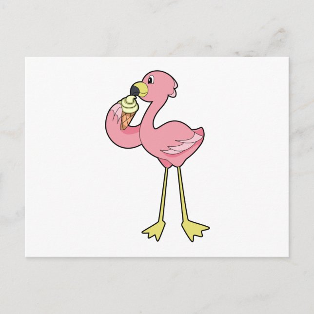 Flamingo with Waffle ice cream Postcard (Front)