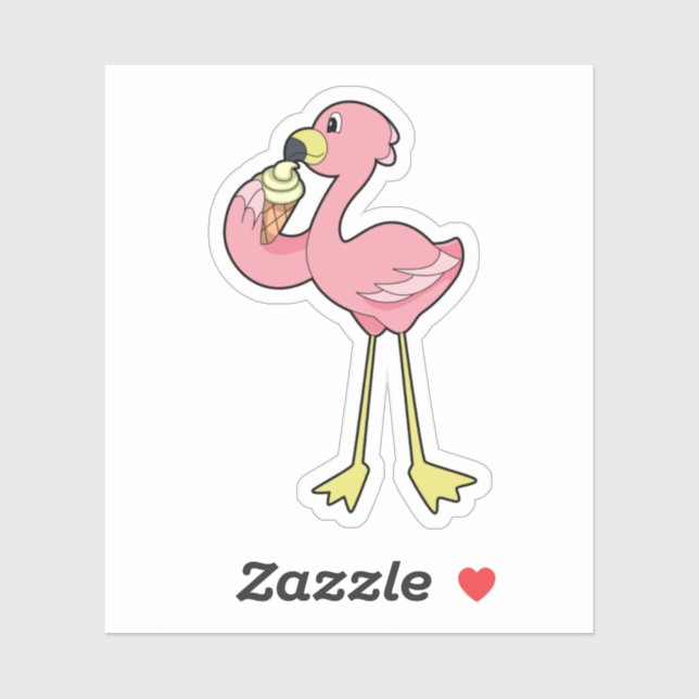 Flamingo with Waffle ice cream Sticker (Sheet)