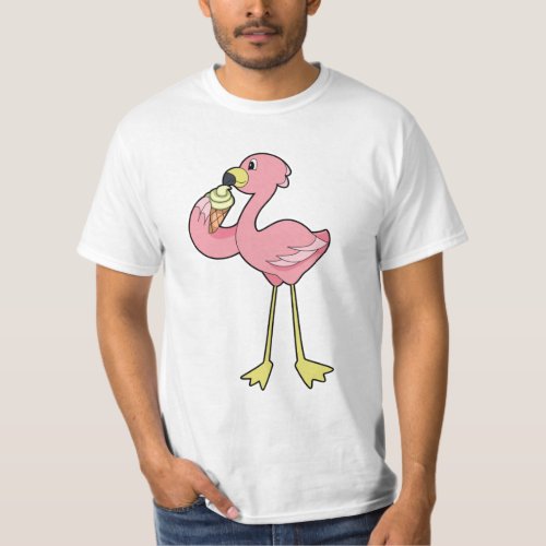 Flamingo with Waffle ice cream T_Shirt