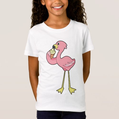 Flamingo with Waffle ice cream T_Shirt