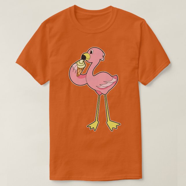 Flamingo with Waffle ice cream T-Shirt (Design Front)