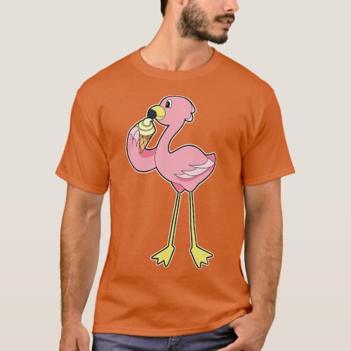 Flamingo with Waffle ice cream T_Shirt