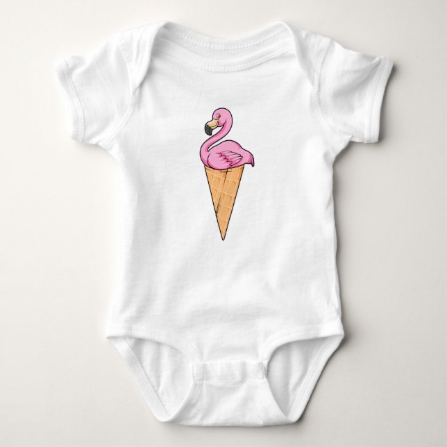 Flamingo with Waffle of Ice cream Baby Bodysuit (Front)