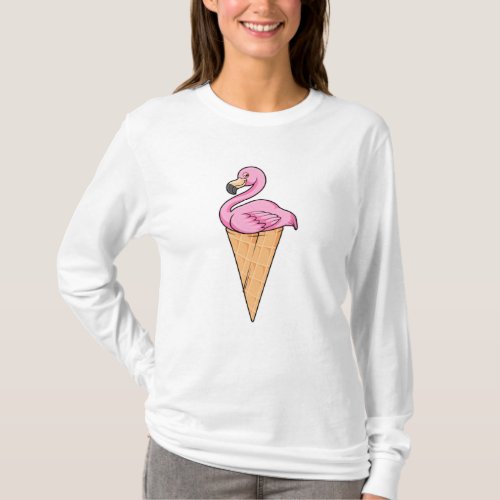 Flamingo with Waffle of Ice cream T_Shirt