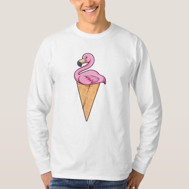 Flamingo with Waffle of Ice cream T-Shirt (Front)