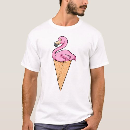 Flamingo with Waffle of Ice cream T_Shirt