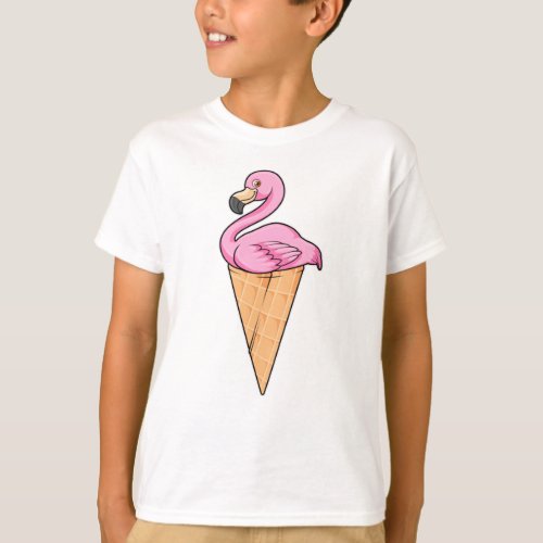 Flamingo with Waffle of Ice cream T_Shirt