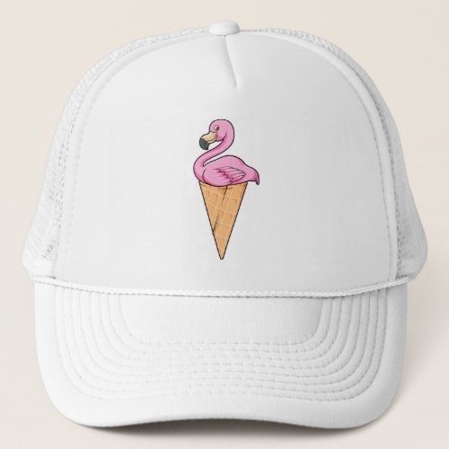 Flamingo with Waffle of Ice cream Trucker Hat