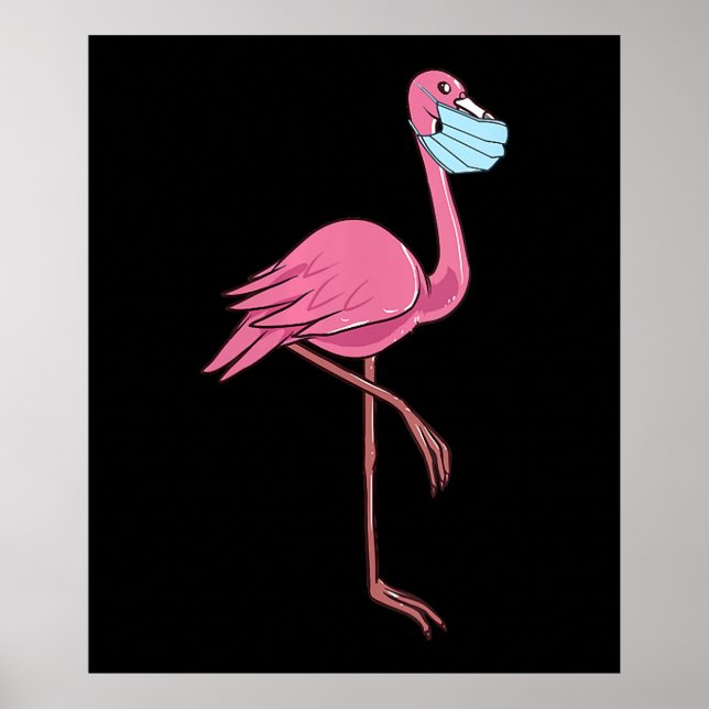 Flamingo | Womens Flamingo In A Face Mask Poster (Front)