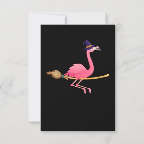 Flamingo  Womens Funny Flamingo Witch Halloween Invitation