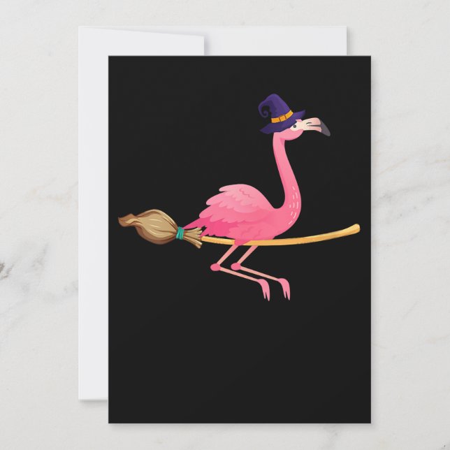 Flamingo | Womens Funny Flamingo Witch Halloween Invitation (Front)