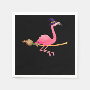 Flamingo Womens Funny Flamingo Witch Halloween Napkins