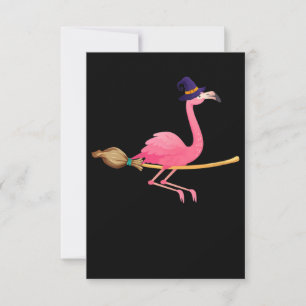 Flamingo Womens Funny Flamingo Witch Halloween RSVP Card