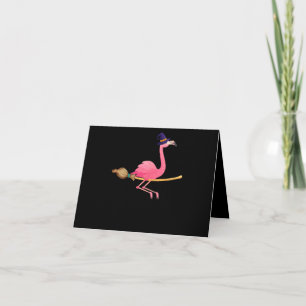 Flamingo Womens Funny Flamingo Witch Halloween Thank You Card